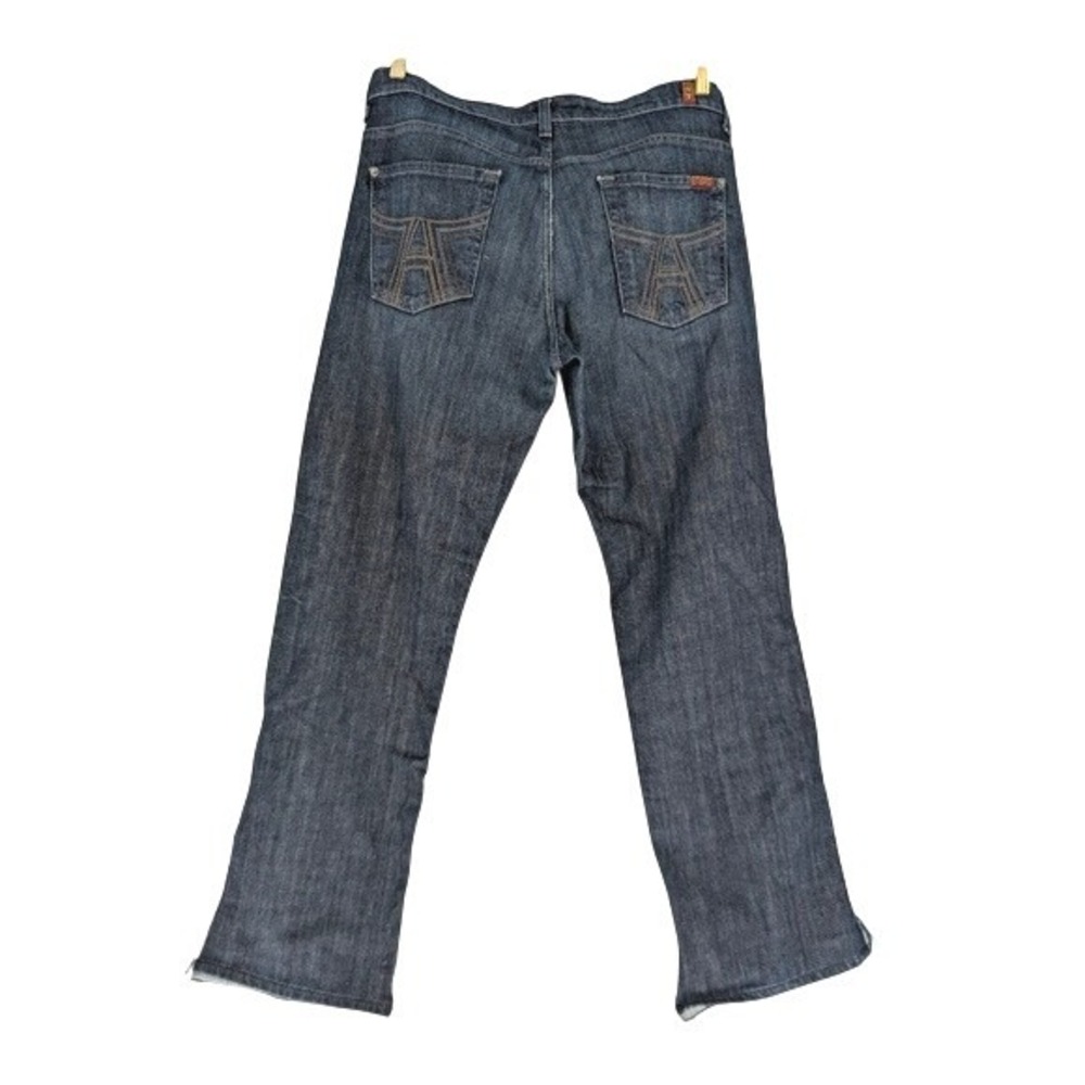 7 For All Mankind Slouchy Jeans Mens 34 Dark Wash Button Fly Frayed Hem - Picture 10 of 16